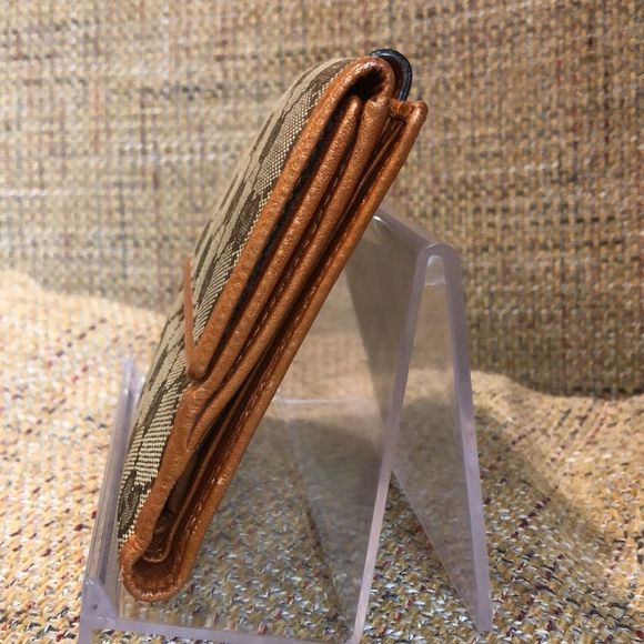 GUCCI GG Monogram Orange Leather Tan Canvas Trifold Wallet Vintage AUTHENTIC - Picture 11 of 17